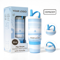 Vaso Térmico Aislado de 30oz con Asa y Tapa con Popote, Doble Pared de Acero Inoxidable 304, Antiderrames, Logotipo Personalizado, para Deporte, Gimnasio, Viajes, Coche