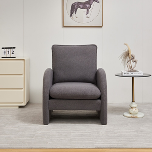 Fauteuil d'appoint moderne en tissu de laine d'agneau, fauteuil de loisirs avec dossier haut et accoudoir, fauteuil de courtoisie pour salon, chambre à coucher - Product Image 1