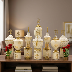 Jars décoratifs noirs et dorés de luxe pour les zones d'accueil d'hôtels, les tables de mariage et les banquets. - Product Image 3