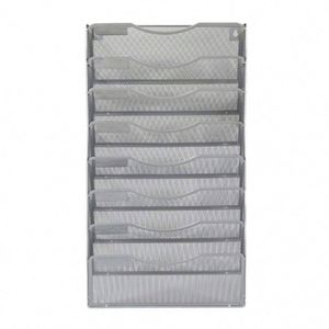 Best Home & Office <b>Wall</b>-Mounted 8-Section Metal Mesh Magazine & Document File Organizer Hanging File Rack <b>Desk</b> Organizer - Product Image 4