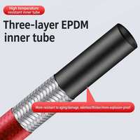 Tuyau tressé en aluminium avec revêtement PVC rouge et bleu, diamètre extérieur 14,5 mm, avec tube intérieur en PVC