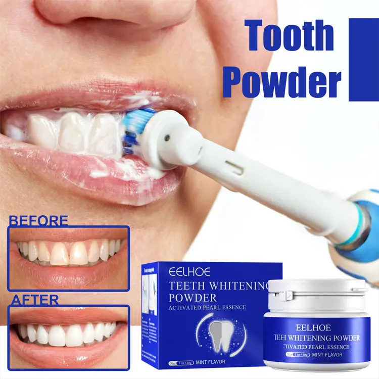 Eelhoe高品質の歯のホワイトニングパウダー歯磨き粉歯科用ツール白い歯のクリーニング口腔歯ブラシジェル汚れを取り除く30g