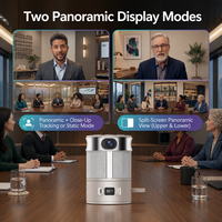 Caméra de visioconférence panoramique professionnelle à 360 degrés tout-en-un avec suivi vocal IA et micro omnidirectionnel pour réunions