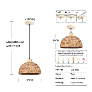 American casale tessuto a vento lampadario di bambù Cross-Border in <span class=keywords><strong>Rattan</strong></span> ciondolo per Hotel ristorante Bar Homestay medio appeso - Product Image 6