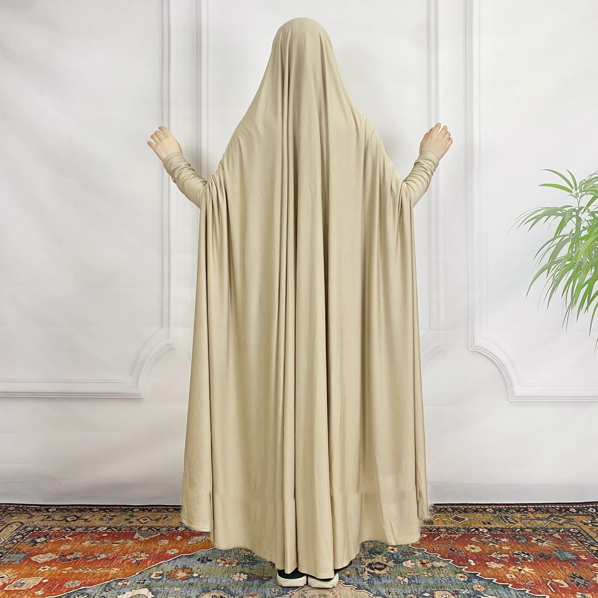Lait soie turc Pakistan Saoudien Khimar une pièce longue Robe prière Abaya Jilbab Nikab Abaya Robe musulmane pour les femmes
