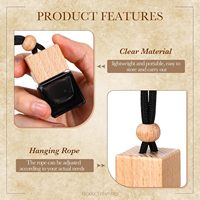 Flacons de parfum pour voiture en verre carré de haute qualité de 8 ml, logo personnalisé imprimé à l'écran, couvercle en bois, diffuseur de parfum suspendu, JIHUA