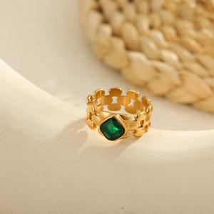 Anelli Trendy con Perle e Zirconi a Forma di Fiore e <span class=keywords><strong>Cuore</strong></span>, Anelli Aperti in Acciaio Inossidabile Placcato Oro per Donne, Gioielli Raffinati da Regalo per Ragazze - Product Image 3