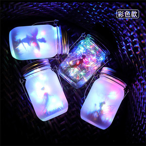 Botella <span class=keywords><strong>de</strong></span> vidrio esmerilado <span class=keywords><strong>para</strong></span> iluminación navideña, <span class=keywords><strong>tapa</strong></span> Led <span class=keywords><strong>de</strong></span> tarro <span class=keywords><strong>de</strong></span> albañil con cadena, lámpara Solar <span class=keywords><strong>de</strong></span> noche <span class=keywords><strong>de</strong></span> jardín <span class=keywords><strong>de</strong></span> hadas y estrellas luciérnaga - Product Image 3