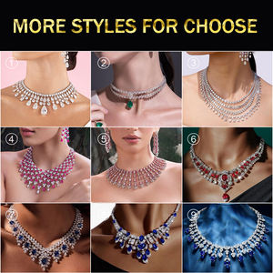 Ensemble de bijoux de mariée personnalisé en or 18 carats avec collier et boucles d'oreilles en moissanite VVS, chaîne en argent 925 avec diamants en moissanite de laboratoire, bijoux pour femmes - Product Image 2