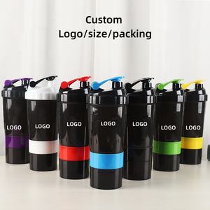 Logotipo personalizado 500ml 1000ml PP Gym Cup Proteína de plástico sin BPA para botella agitadora con marcador de garrapatas para uso deportivo Fitness - Product Image 3