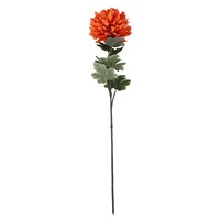 Grande fleur artificielle de chrysanthème ping-pong faite à la main, imperméable, à tige unique avec feuilles, pour bouquet de mariage, décoration intérieure élégante