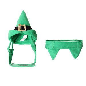 Veludo Verde Bola Dress-Up para Gatos Cães Europeu Americana Festa de Natal Elemento Poliéster Animal Padrão Apresentando Pointy <span class=keywords><strong>Hat</strong></span> - Product Image 1