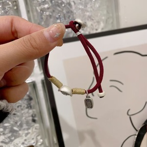 Pulsera de hilo rojo de plata pura 999 con lingote de amuleto de la suerte para mujeres y parejas, para uso diario. - Product Image 3