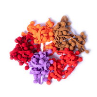 Haute qualité 1.3cm couture Pom Pom dentelle coupe frange Nylon multicolore Pompon boule pompon néon Orange garniture pour vêtement rideau