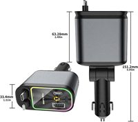 Pengisi Daya Mobil 120W 4 in 1 Pengisian Cepat USB-C & USB-A Adaptor Mobil Dual Port untuk iPhone Samsung Smart Universal Car Charging Head
