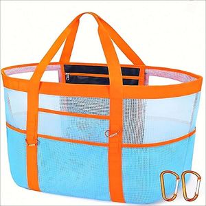Grand sac de plage anti-sable pour pique-nique, sac de plage en filet avec poches - Product Image 1