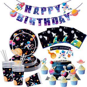 Nicro - Decoración para Fiesta de Cumpleaños con Temática Espacial, 92 Piezas, Artículos Desechables con Diseño de Astronauta, Pancarta de Feliz Cumpleaños, Entrega Rápida - Product Image 1