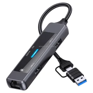 สต็อกสําหรับ 5 In 1 ประเภท C ถึง USB 3.0 USB 2.0 RJ45 SD TF พอร์ตอะแดปเตอร์แยกหลาย Type-C HUB 5 พอร์ตสถานีเชื่อมต่อ USB Hub