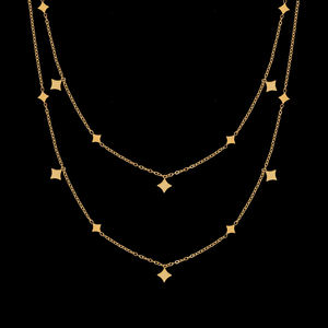 สร้อยคอโซ่ประดับรูปดาวสแตนเลสชุบทอง18K สำหรับผู้หญิงครบรอบสไตล์โบฮีเมียน - Product Image 6