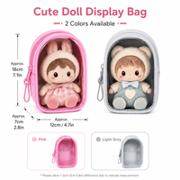 Mini sac de présentation pour poupées en cuir PU avec fenêtre transparente en PVC, sac à dos Ita, pochette de transport transparente pour jouets en peluche, fermeture éclair, clip, Kawaii, vente en gros