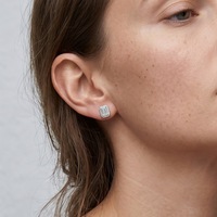 Boucles d'oreilles clous vintage en moissanite taille émeraude avec halo, en argent sterling 925, bijoux en moissanite pour femme, usage quotidien