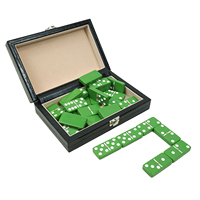 Jeu de dominos de voyage personnalisé écologique en cuir PU de luxe, double six, avec logo, vente en gros
