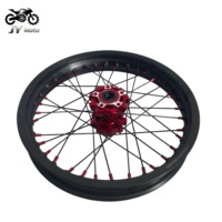 Jeu complet de jantes à rayons noires Straight Pull 16x2.15 avec moyeu arrière rouge et nipples rouges pour Surron Light Bee Off Road Spares