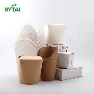 Contenitori per alimenti usa e getta cinesi scatola di carta da asporto scatola di noodle di carta kraft da 32 once