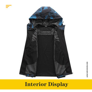 FLYSKI Nouvelle veste softshell pour homme grande taille printemps et automne Imperméable et coupe-vent à capuche avec fermeture éclair Motif imprimé - Product Image 4
