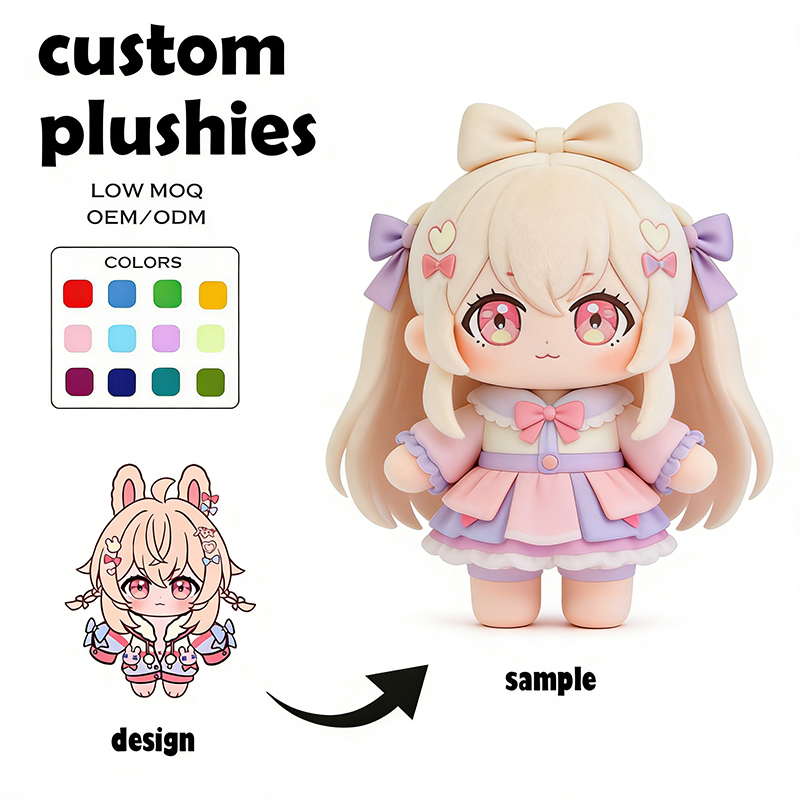 Custom Cotton Plush Toys Low MOQ OEM ODM Factory Direct Wholesale Soft Fabric PP Cotton Filling Custom Anime Plush Dolls Cloth