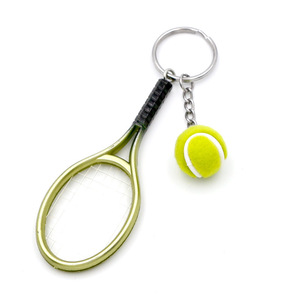 Simulated Tennis Keychain Pendant Sports Tennis Key Ring Gift <b>Mini</b> Tennis Racket Hanging Ornament - Product Image 3