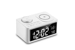 Station de charge sans fil multifonctionnelle 4-en-1 10W pour haut-parleur, double <span class=keywords><strong>réveil</strong></span>, <span class=keywords><strong>radio</strong></span> FM, <span class=keywords><strong>chargeur</strong></span> de bureau pour <span class=keywords><strong>smartphone</strong></span> B - Product Image 3