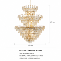 Lustre en cristal acrylique doré de haute qualité pour hôtel européen, salon, mariage, Noël