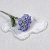 Bouquet de fleurs artificielles en laine d'hortensia, tissées à la main, pour cadeaux d'anniversaire et de Noël, fleurs séchées au crochet, vente en gros florale
