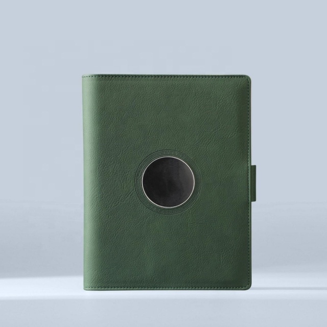 Custom Promotional Smart Planner Notebook A5 PU Leather Corporate 8000mah Wireless Charging Diary Notebook with logo