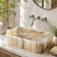 Lavabo de salle de bain en onyx jade naturel blanc, jaune et vert de qualité supérieure pour hôtel, maison et intérieur