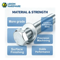 Boulons hexagonaux HDG DIN 933 de l'usine chinoise LEKON, M8 M12 M16, grade 8.8, pour supports de montage solaire et lignes électriques