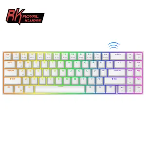 Real Kludge RK 71 Teclas tipo c 70 blanco y negro hotswap blanco rgb inalámbrica RK71 Teclado mecánico