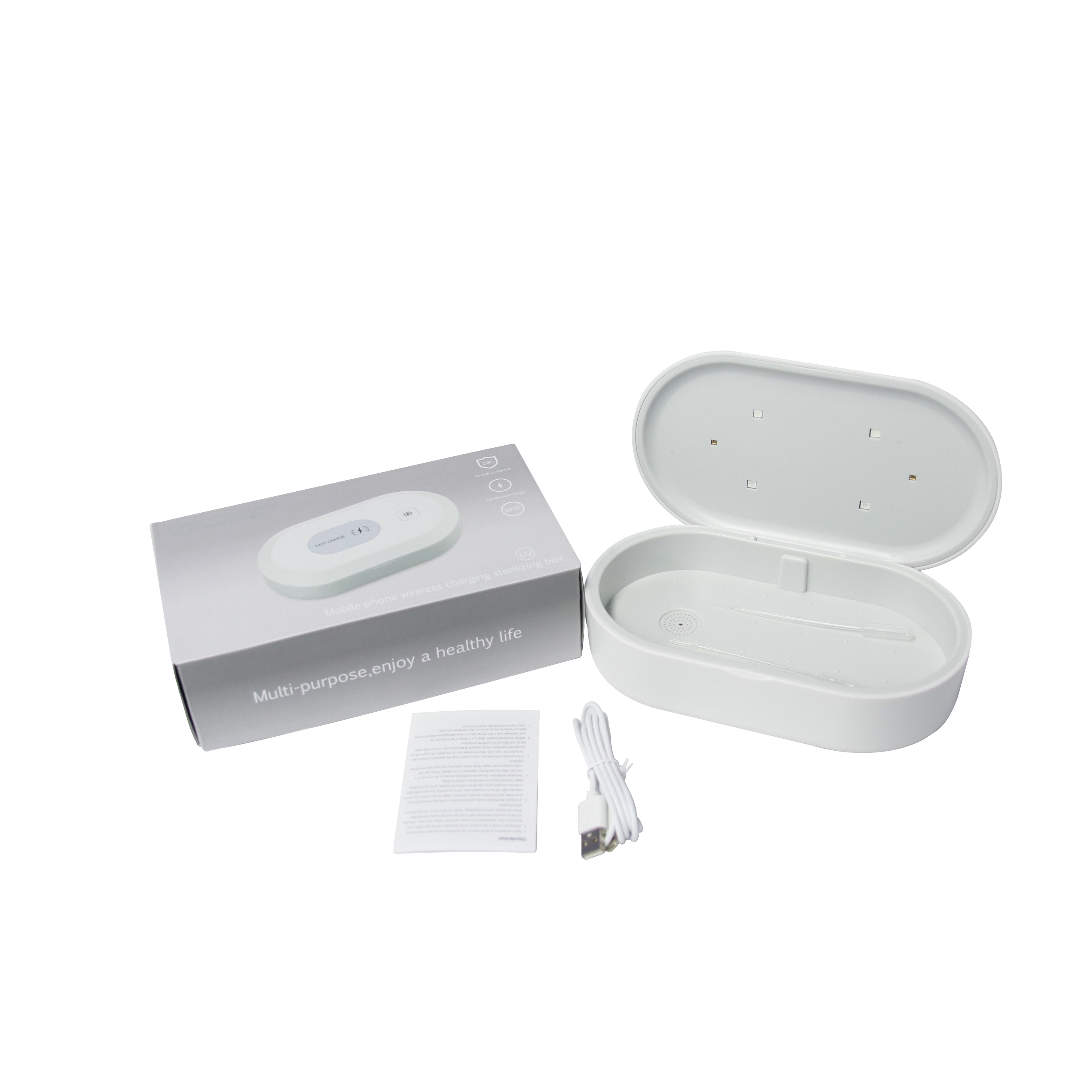 Новый дизайн, светодио дный УФ-свет, очищающая коробка, Беспроводная зарядка для сотового телефона, умное Беспроводное зарядное устройство с УФ-светом