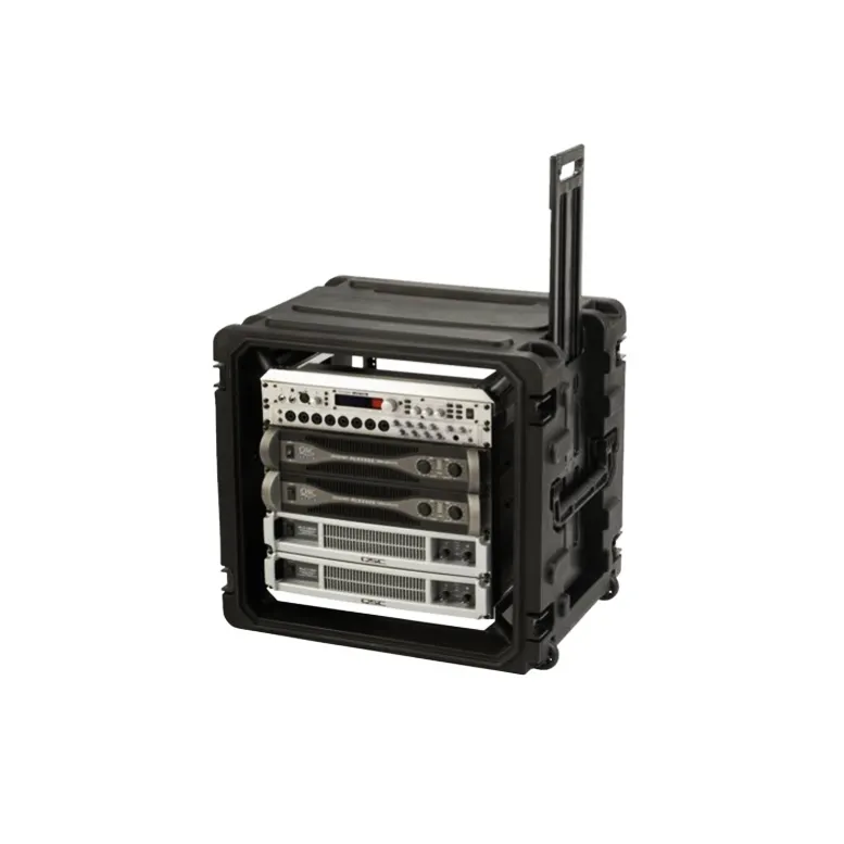 2U 4U 6U 8U 10U 12U 17 "19" Diepte Abs Rack Flight Road Plastic Tool Case Met Wielen wielen Handvat