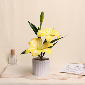 Fleur artificielle en soie Jinhe, lys jaune, 7x7x26cm, décoration d'intérieur - Product Image 1