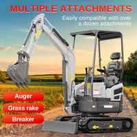 Livraison gratuite, mini-excavatrice Powston de 1,8 tonne avec moteur Kubota Yanmar, certifiée EPA CE, petite excavatrice hydraulique compacte
