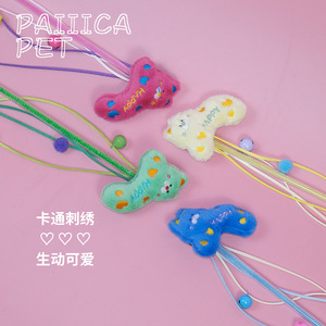 <b>Plush</b> cartoon <b>cat</b> teaser wand with tassels, a bell, and interactive features; perfect for training <b>cats</b>. - Product Image 4