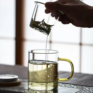 Taza de té de vidrio al por mayor de alta calidad Guanshan <span class=keywords><strong>Bei</strong></span> con Infusor de vidrio Taza resistente al calor de 350 ML - Product Image 3