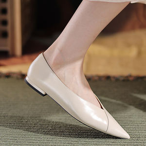 Mocasines <span class=keywords><strong>de</strong></span> piel <span class=keywords><strong>de</strong></span> vaca con <span class=keywords><strong>punta</strong></span> puntiaguda para mujer, zapatos planos informales resistentes al desgaste <span class=keywords><strong>de</strong></span> <span class=keywords><strong>Ballet</strong></span> - Product Image 5