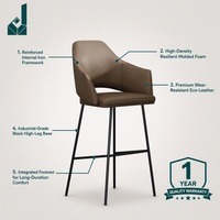 Chaises de bureau modernes en cuir synthétique, cadre en métal noir, tabouret de comptoir rembourré pour mobilier commercial et hôtelier