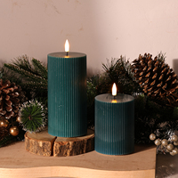 Ensemble de 4 bougies LED à flamme vacillante 3D en cire de paraffine à piles, décoratives pour la maison, vertes, en forme de pilier, de la marque Matti