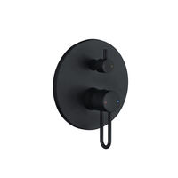 Promotion Huagao Ensemble de douche de salle de bain en laiton noir mat chromé, à commande monocommande, avec fonction pluie encastrée, cartouche céramique et barre coulissante