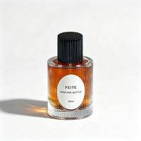 Flacon de parfum en verre transparent luxueux vide de 50 ml, flacon de parfum cylindrique avec pulvérisateur et étiquette personnalisée