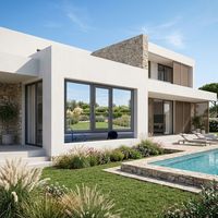 Ventana Horizontal Fija de Aluminio de Alta Resistencia HUACAI, Vidrio Templado, a Prueba de Polvo, Estilo Moderno de Mediados de Siglo para Apartamento